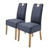 Ars Natura Chaises capitonnées Paki (lot de 2) - Imitation cuir / Chêne massif - Chêne / Bleu nuit -Chaises Soldes 1000207571 200318 13323100007 IMAGE P000000001000207571