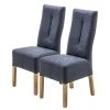 Ars Natura Chaises capitonnées Paki (lot de 2) - Imitation cuir / Chêne massif - Chêne / Bleu nuit -Chaises Soldes 1000207584 200318 13323500014 IMAGE P000000001000207584