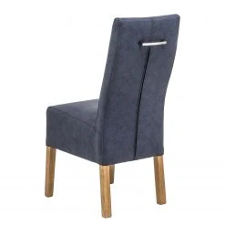 Ars Natura Chaises capitonnées Paki (lot de 2) - Imitation cuir / Chêne massif - Chêne / Bleu nuit -Chaises Soldes 1000207584 200318 13323500016 DETAILS P000000001000207584