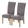 Ars Natura Chaises Karlsborg III (lot de 2) - Imitation cuir / Chêne massif - Chêne - Gris vintage