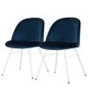 Tenzo Chaises capitonnées Ally I (lot de 2) - Velours / Métal - Tissu Vika : Bleu nuit - Blanc -Chaises Soldes 1000208594 200327 14004900033 IMAGE P000000001000208594