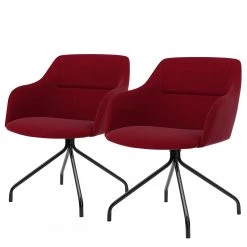 Tenzo Chaises à accoudoirs Sofia II (lot de 2) - Tissu / Métal - Tissu Dyre : Rouge - Noir