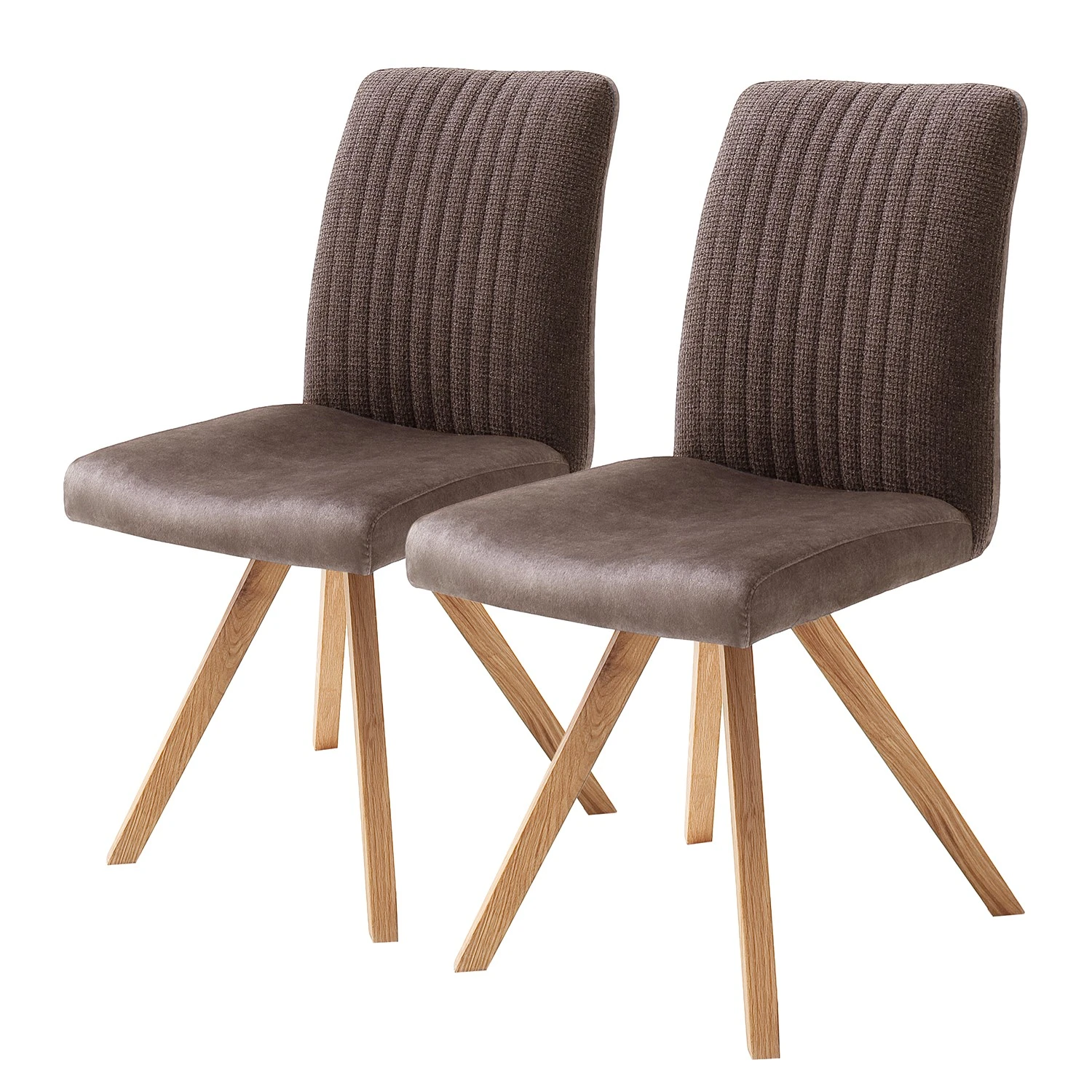 Mørteens Chaises capitonnées Ondes (lot de 2) - Microfibre et tissu / Chêne sauvage massif - Marron / Chêne sauvage 3 Mørteens Chaises capitonnées Ondes (lot de 2) - Microfibre et tissu / Chêne sauvage massif - Marron / Chêne sauvage