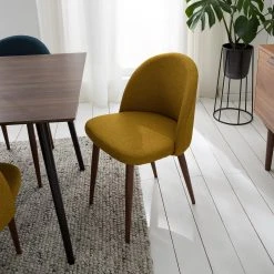 Mørteens Chaises capitonnées Jacklin III (2 él.) - Tissu / Métal - Imitation noyer - Jaune moutarde -Chaises Soldes 1000208738 210120 13384700002 MOOD DETAILS P000000001000208738 mood