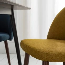 Mørteens Chaises capitonnées Jacklin III (2 él.) - Tissu / Métal - Imitation noyer - Jaune moutarde -Chaises Soldes 1000208738 210120 13385400006 DETAILS P000000001000208738