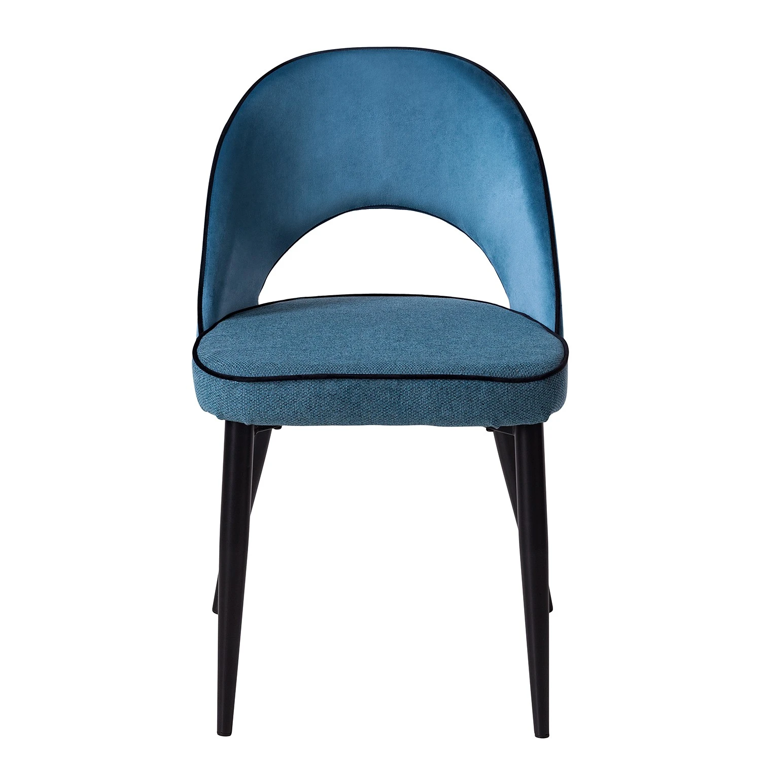 Jack & Alice Chaises capitonnées Jacky (lot de 2) - Tissu & velours / Métal - Gris chiné / Noir 6 Jack & Alice Chaises capitonnées Jacky (lot de 2) - Tissu & velours / Métal - Gris chiné / Noir – Image 4