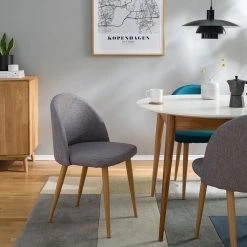 Mørteens Chaises capitonnées Jacklin II (2 él.) - Tissu / Métal - Imitation chêne - Gris clair -Chaises Soldes 1000208746 210106 06513300001 MOOD DETAILS P000000001000208746 mood