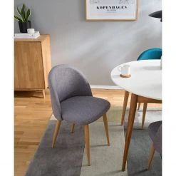 Mørteens Chaises capitonnées Jacklin II (2 él.) - Tissu / Métal - Imitation chêne - Gris clair -Chaises Soldes 1000208746 210106 06513300002 MOOD DETAILS P000000001000208746 mood