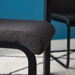 Fredriks Chaises cantilever Bjora II (lot de 2) - Tissu & imitation cuir / Métal - Anthracite / Noir -Chaises Soldes 1000208763 201118 12584400005 DETAILS P000000001000208763