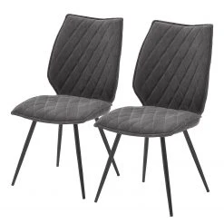 Ars manufacti Chaises Newry (lot de 2) - Imitation cuir / Métal - Anthracite / Noir