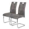 Loftscape Chaise cantilever La Paz II - Microfibre / Métal - Chrome - Gris vintage - Lot de 2 -Chaises Soldes 1000209406 200402 15484700027 IMAGE P000000001000209406