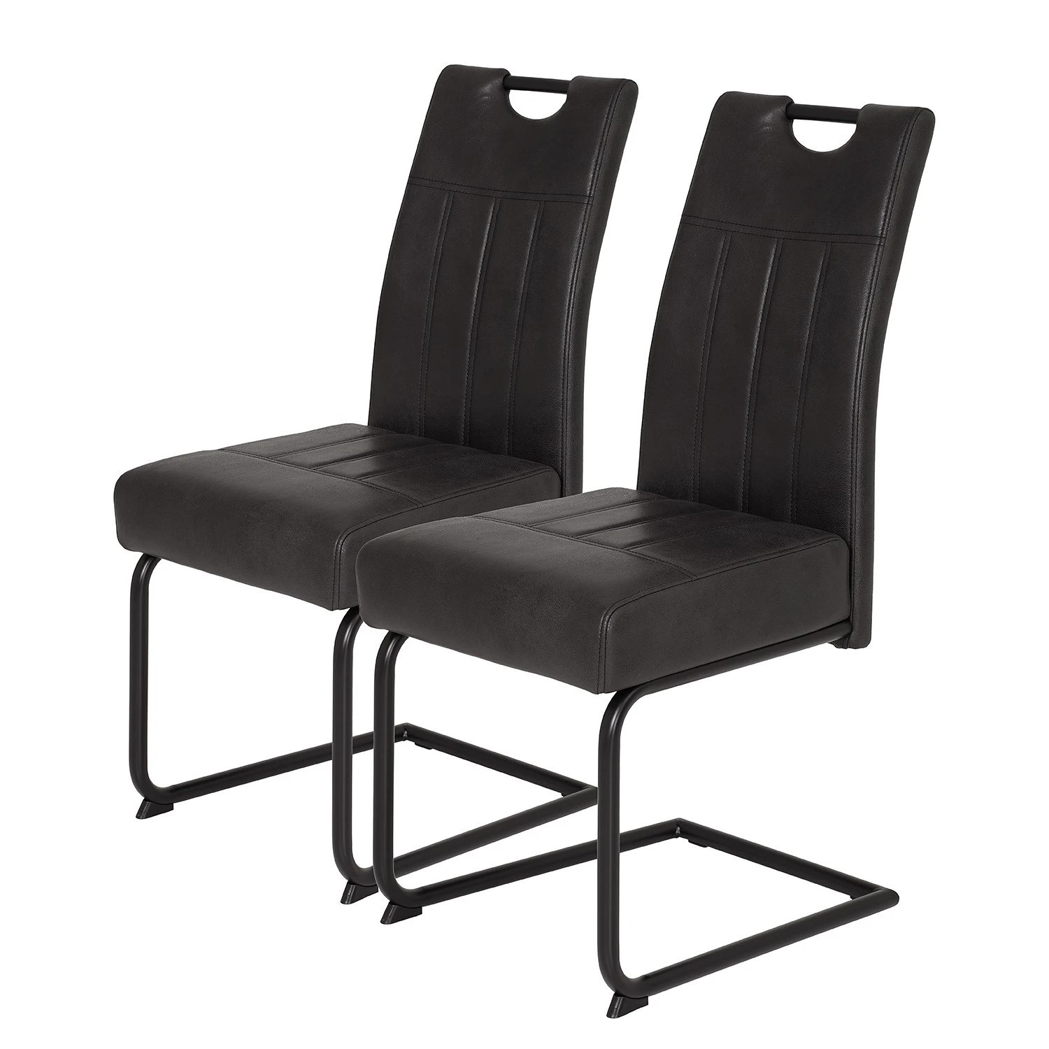 Loftscape Chaises cantilever Bovina (lot de 2) - Microfibre / Métal - Noir - Noir vintage 3 Loftscape Chaises cantilever Bovina (lot de 2) - Microfibre / Métal - Noir - Noir vintage