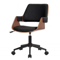 Mørteens Chaise de bureau Luumaki - Imitation cuir - Noir / Noyer