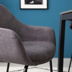 Jack & Alice Chaise capitonnée Richville - Velours côtelé / Fer - Gris / Noir -Chaises Soldes 1000210877 201126 13152100012 DETAILS P000000001000210877