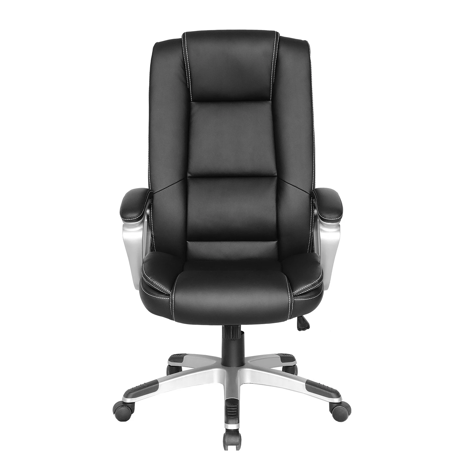 Furnitive Fauteuil de bureau Hauxley XXL - Imitation cuir - Noir / Argenté 4 Furnitive Fauteuil de bureau Hauxley XXL - Imitation cuir - Noir / Argenté – Image 2