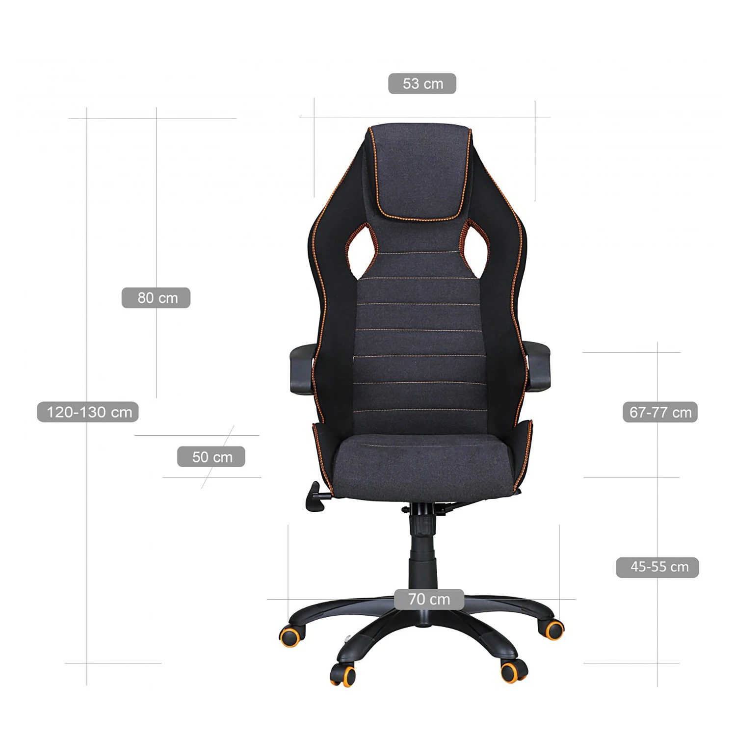 Furnitive Chaise gamer Vance - Tissu / Tissage à plat - Noir / Orange 11 Furnitive Chaise gamer Vance - Tissu / Tissage à plat - Noir / Orange – Image 9