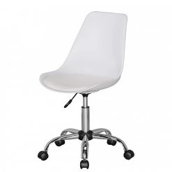 Furnitive Chaise pivotante Kahoka - Imitation cuir / Métal - Chrome - Blanc