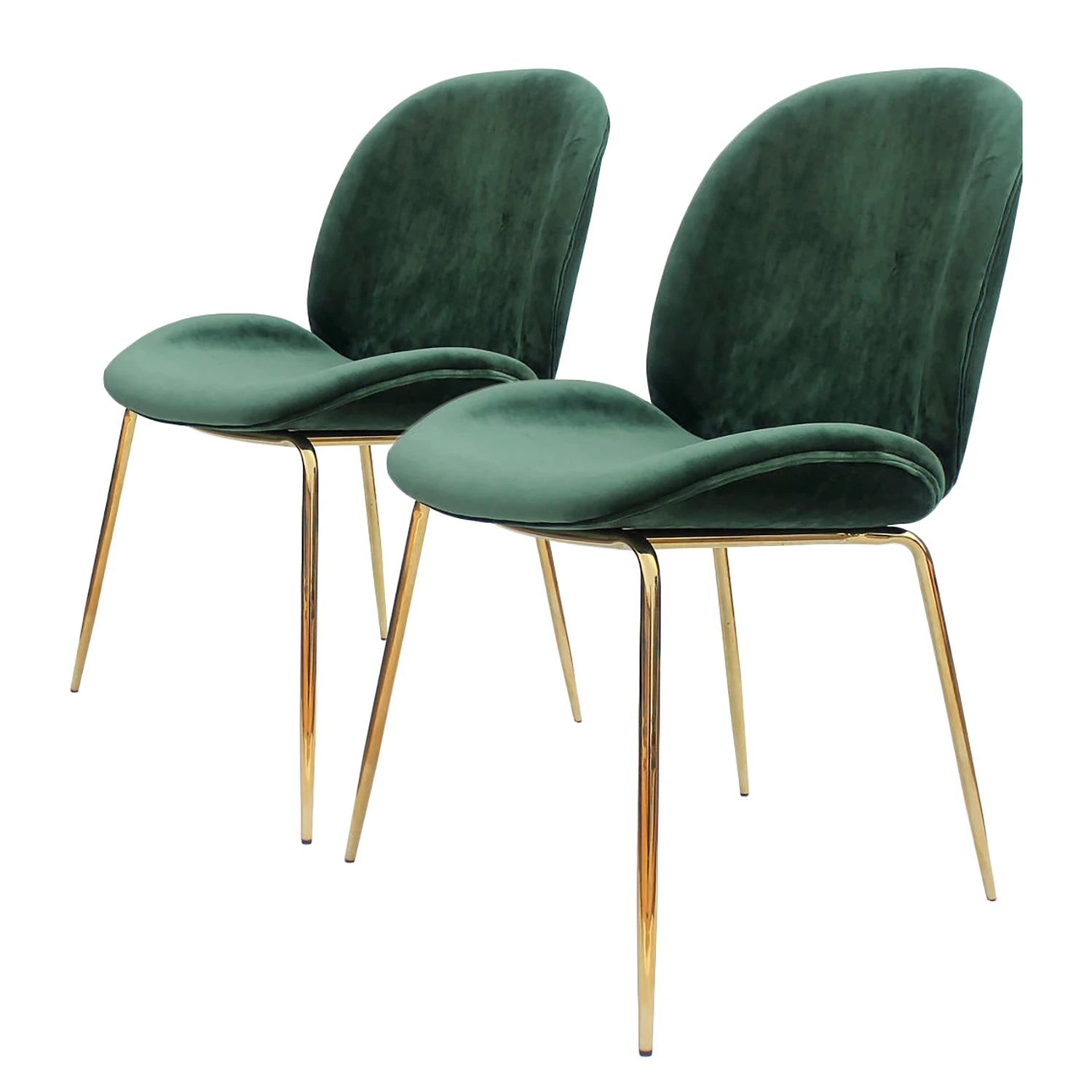 Kayoom Chaises capitonnées Charlize (lot de 2) - Velours / Métal - Laiton - Vert 3 Kayoom Chaises capitonnées Charlize (lot de 2) - Velours / Métal - Laiton - Vert