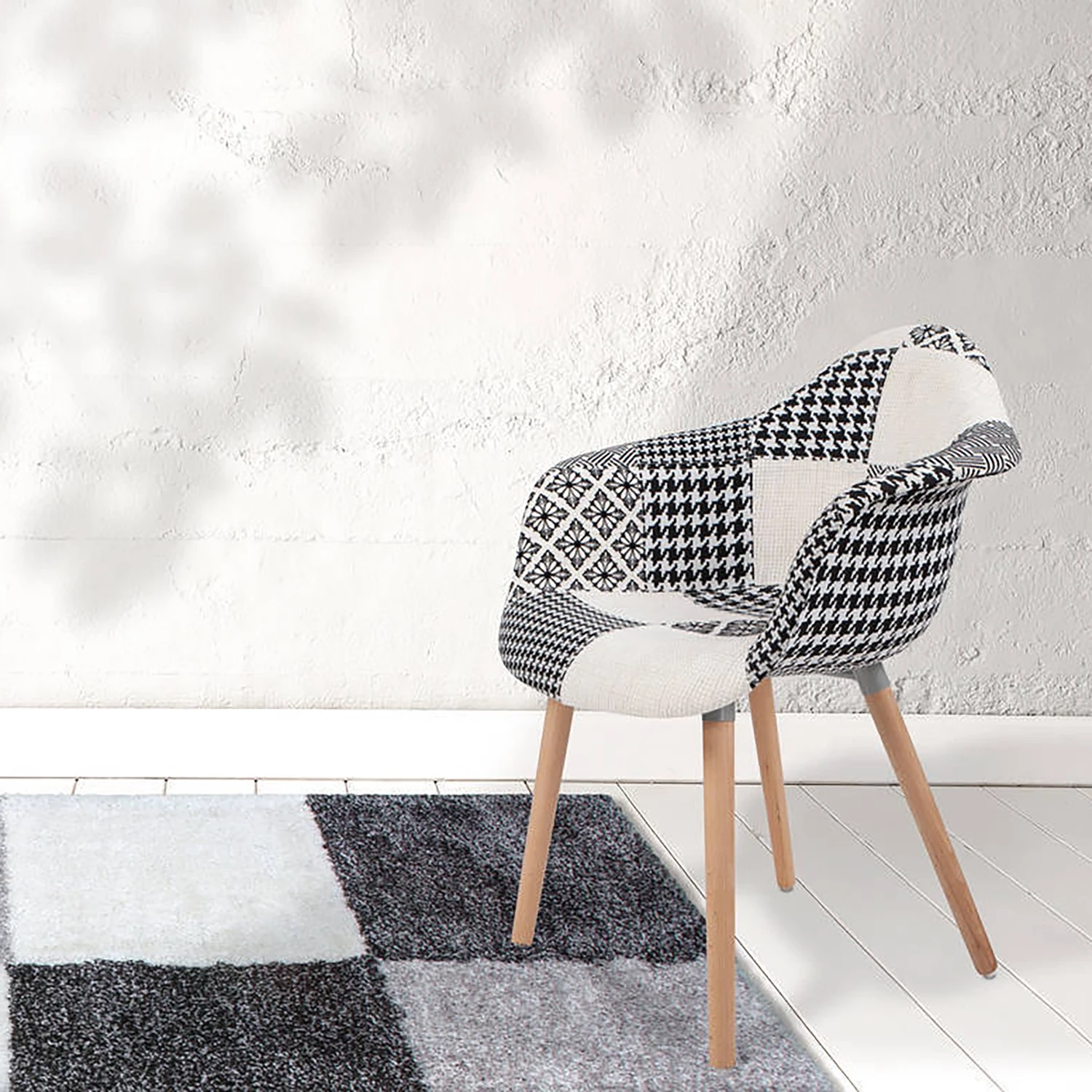 Kayoom Chaises à accoudoirs Dave (lot de 2) - Tissu / Hêtre massif - Noir / Blanc 4 Kayoom Chaises à accoudoirs Dave (lot de 2) - Tissu / Hêtre massif - Noir / Blanc – Image 2