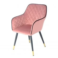 Kayoom Chaise à accoudoirs Amino - Velours / Acier - Rose / Doré