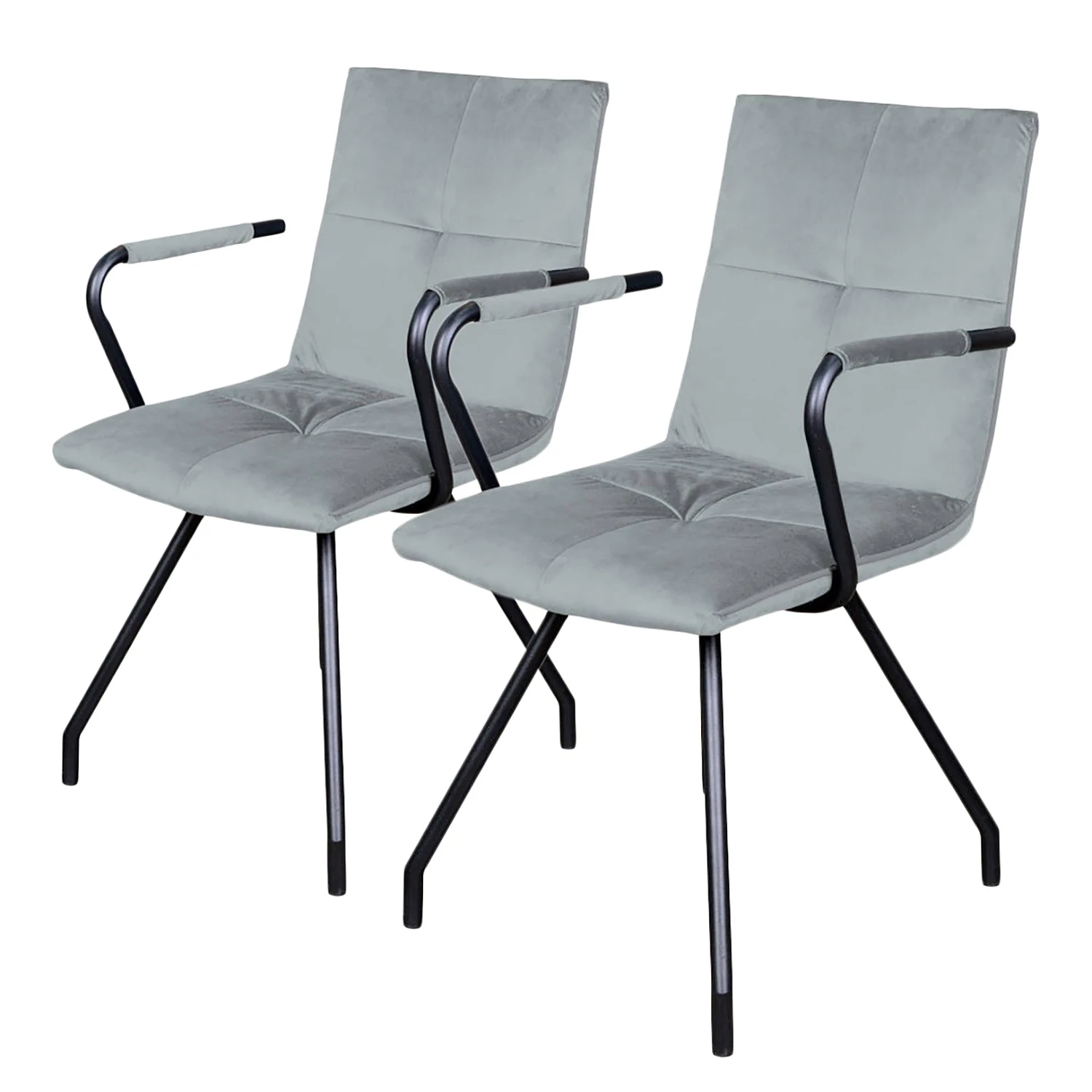 Kayoom Chaises à accoudoirs Eaden (lot de 2) - Velours / Fer - Noir - Gris 3 Kayoom Chaises à accoudoirs Eaden (lot de 2) - Velours / Fer - Noir - Gris