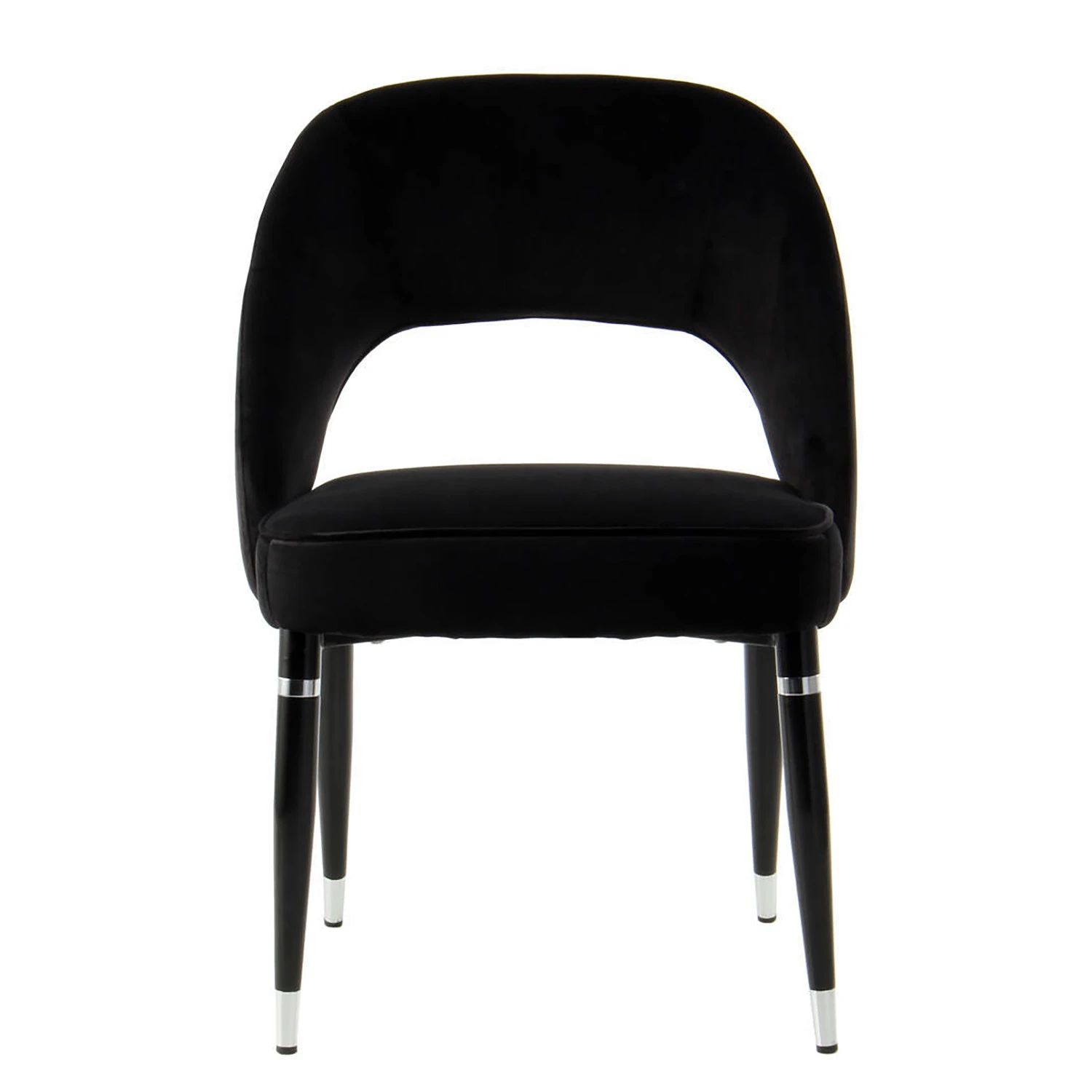 Kayoom Chaises capitonnées Courtney (lot de 2) - Velours / Partiellement en eucalyptus massif - Noir / Argenté 5 Kayoom Chaises capitonnées Courtney (lot de 2) - Velours / Partiellement en eucalyptus massif - Noir / Argenté – Image 3