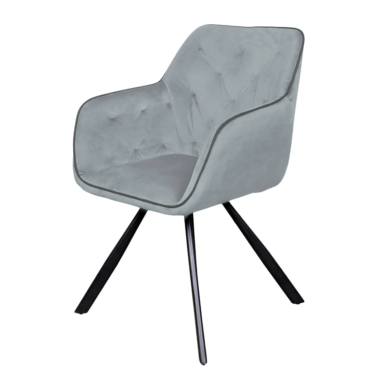 Kayoom Chaise à accoudoirs Eann - Velours / Fer - Noir - Gris 3 Kayoom Chaise à accoudoirs Eann - Velours / Fer - Noir - Gris