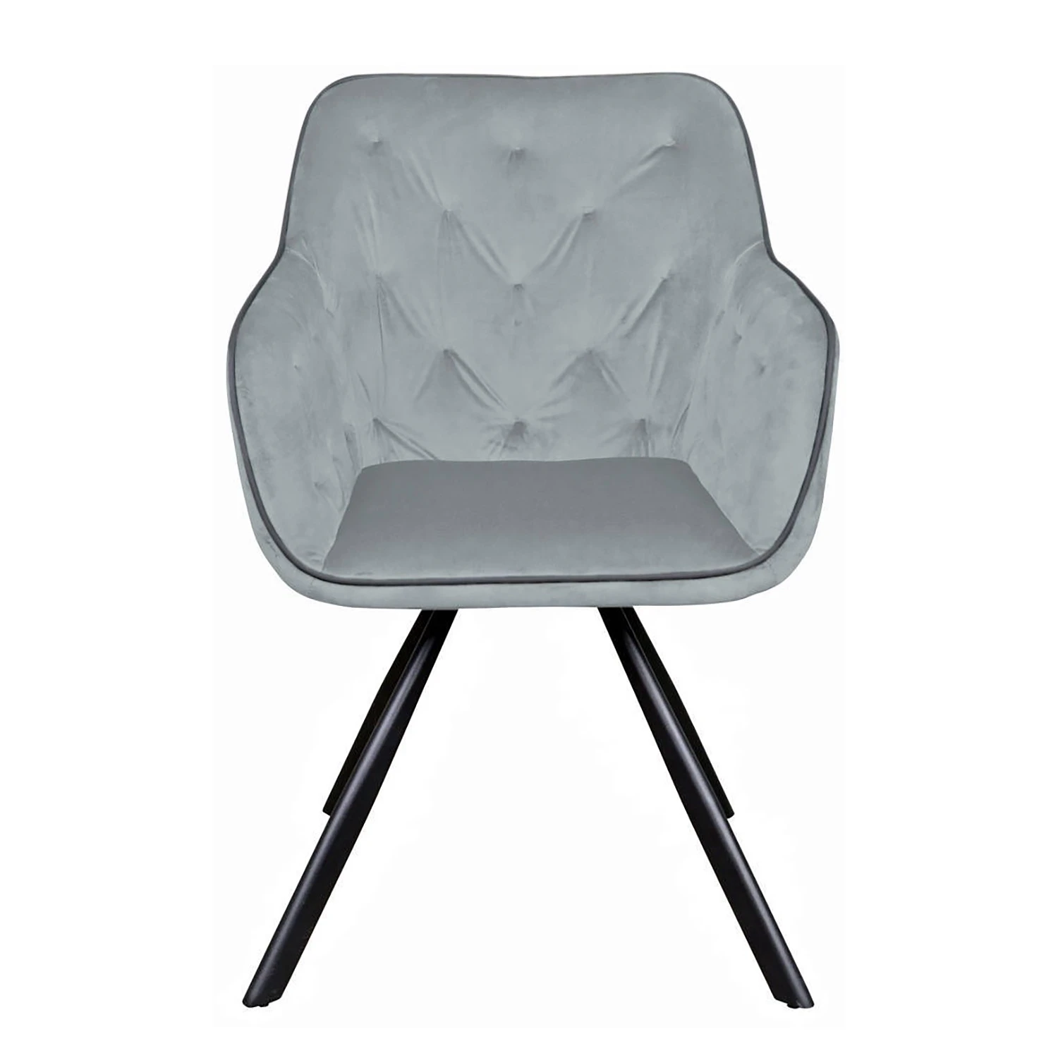 Kayoom Chaise à accoudoirs Eann - Velours / Fer - Noir - Gris 5 Kayoom Chaise à accoudoirs Eann - Velours / Fer - Noir - Gris – Image 3