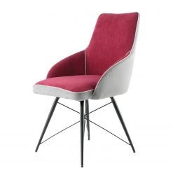 Kayoom Chaise capitonnée Carol I - Velours cÎtelé et microfibre / Fer - Rouge
