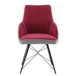 Kayoom Chaise capitonnée Carol I - Velours côtelé et microfibre / Fer - Rouge -Chaises Soldes 1000214208 200529 06054900244 DETAILS P000000001000214208