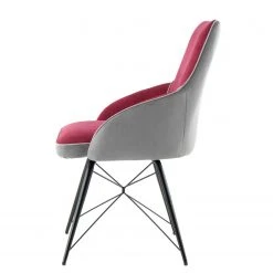 Kayoom Chaise capitonnée Carol I - Velours côtelé et microfibre / Fer - Rouge -Chaises Soldes 1000214208 200529 06054900245 DETAILS P000000001000214208