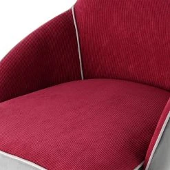 Kayoom Chaise capitonnée Carol I - Velours côtelé et microfibre / Fer - Rouge -Chaises Soldes 1000214208 200529 06055100248 DETAILS P000000001000214208