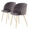 Kayoom Chaises capitonnées Celina (lot de 2) - Velours / Métal - Imitation hêtre - Gris -Chaises Soldes 1000214218 200529 06063200298 IMAGE P000000001000214218
