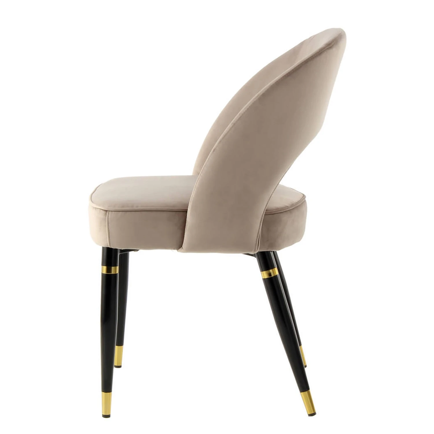 Kayoom Chaises capitonnées Courtney (lot de 2) - Velours / Partiellement en eucalyptus massif - Taupe / Doré 6 Kayoom Chaises capitonnées Courtney (lot de 2) - Velours / Partiellement en eucalyptus massif - Taupe / Doré – Image 4