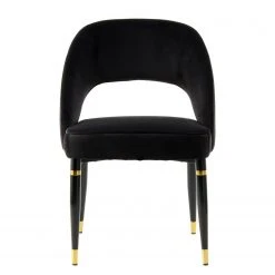 Kayoom Chaises capitonnées Courtney (lot de 2) - Velours / Partiellement en eucalyptus massif - Noir / Doré -Chaises Soldes 1000214236 200529 06083800457 DETAILS P000000001000214236