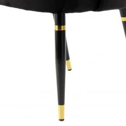 Kayoom Chaises capitonnées Courtney (lot de 2) - Velours / Partiellement en eucalyptus massif - Noir / Doré -Chaises Soldes 1000214236 200529 06083900460 DETAILS P000000001000214236