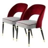 Kayoom Chaises capitonnées Courtney (lot de 2) - Velours / Partiellement en eucalyptus massif - Rouge / Doré -Chaises Soldes 1000214237 200529 06084300463 IMAGE P000000001000214237