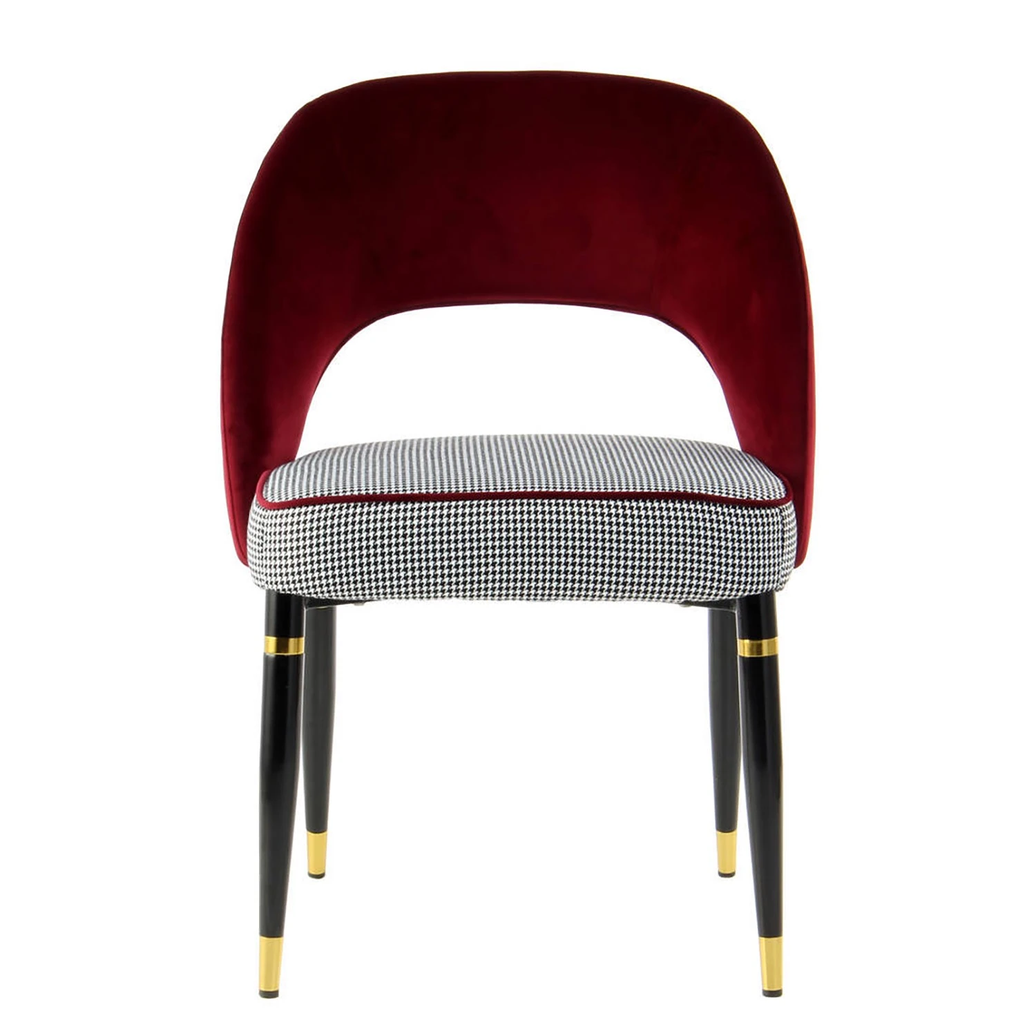 Kayoom Chaises capitonnées Courtney (lot de 2) - Velours / Partiellement en eucalyptus massif - Rouge / Doré 5 Kayoom Chaises capitonnées Courtney (lot de 2) - Velours / Partiellement en eucalyptus massif - Rouge / Doré – Image 3