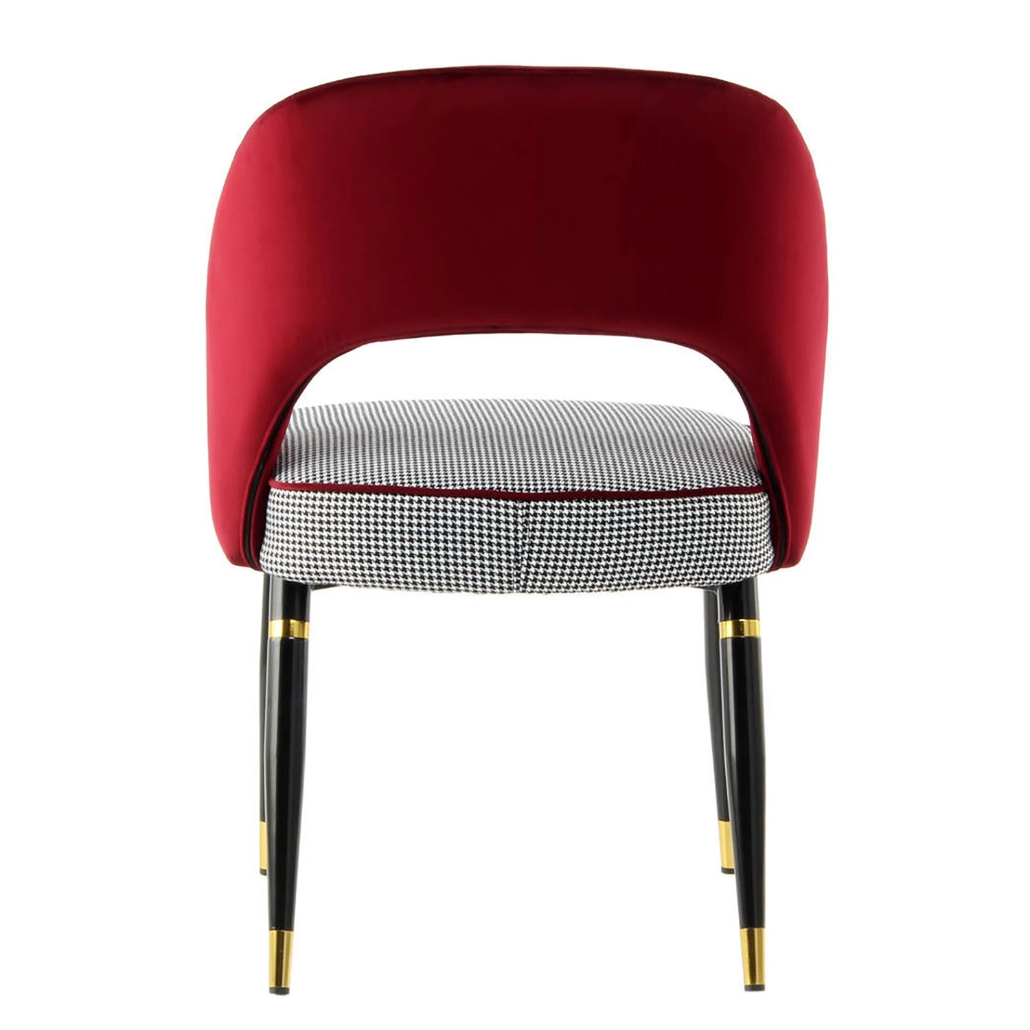 Kayoom Chaises capitonnées Courtney (lot de 2) - Velours / Partiellement en eucalyptus massif - Rouge / Doré 7 Kayoom Chaises capitonnées Courtney (lot de 2) - Velours / Partiellement en eucalyptus massif - Rouge / Doré – Image 5