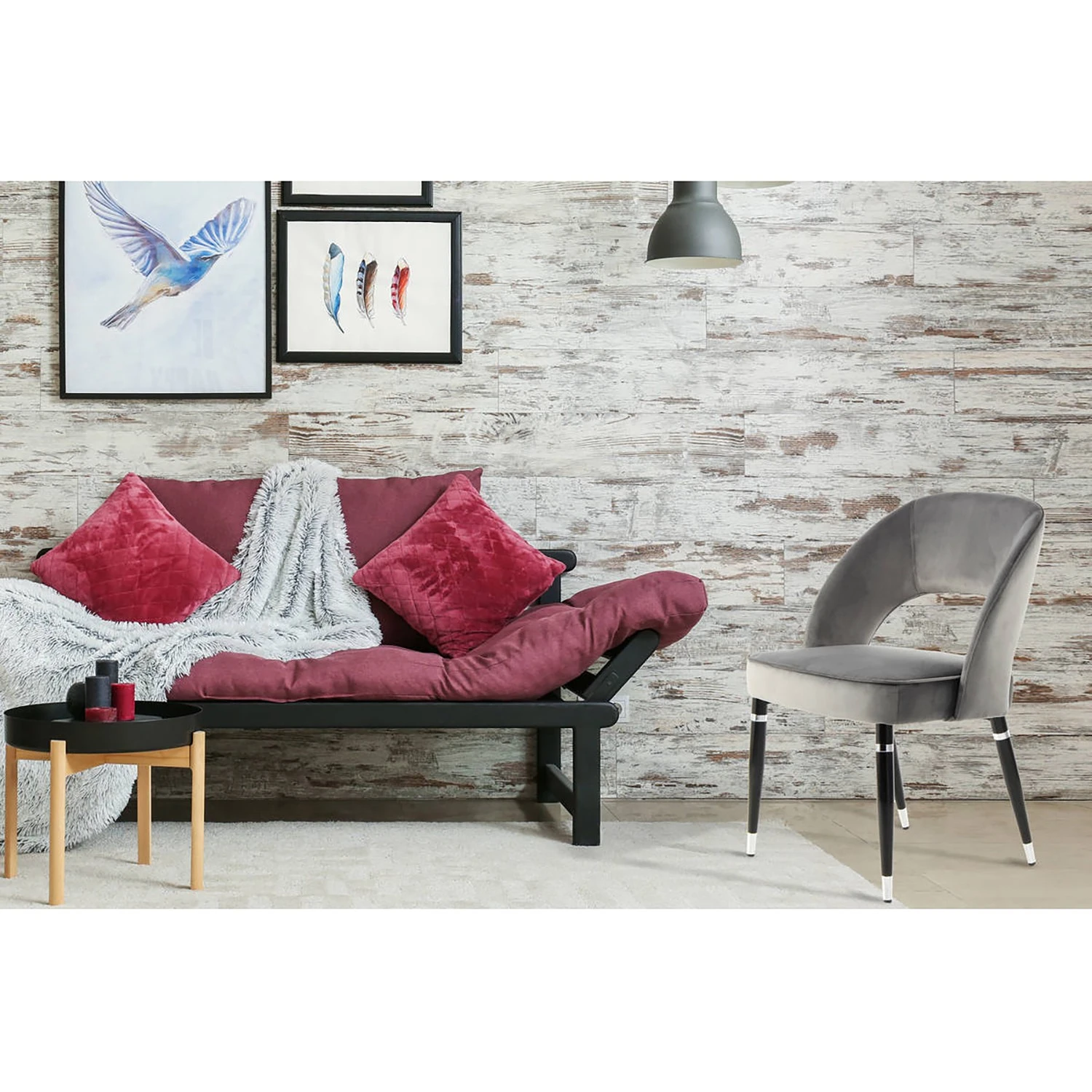 Kayoom Chaises capitonnées Courtney (lot de 2) - Velours / Partiellement en eucalyptus massif - Gris / Argenté 4 Kayoom Chaises capitonnées Courtney (lot de 2) - Velours / Partiellement en eucalyptus massif - Gris / Argenté – Image 2