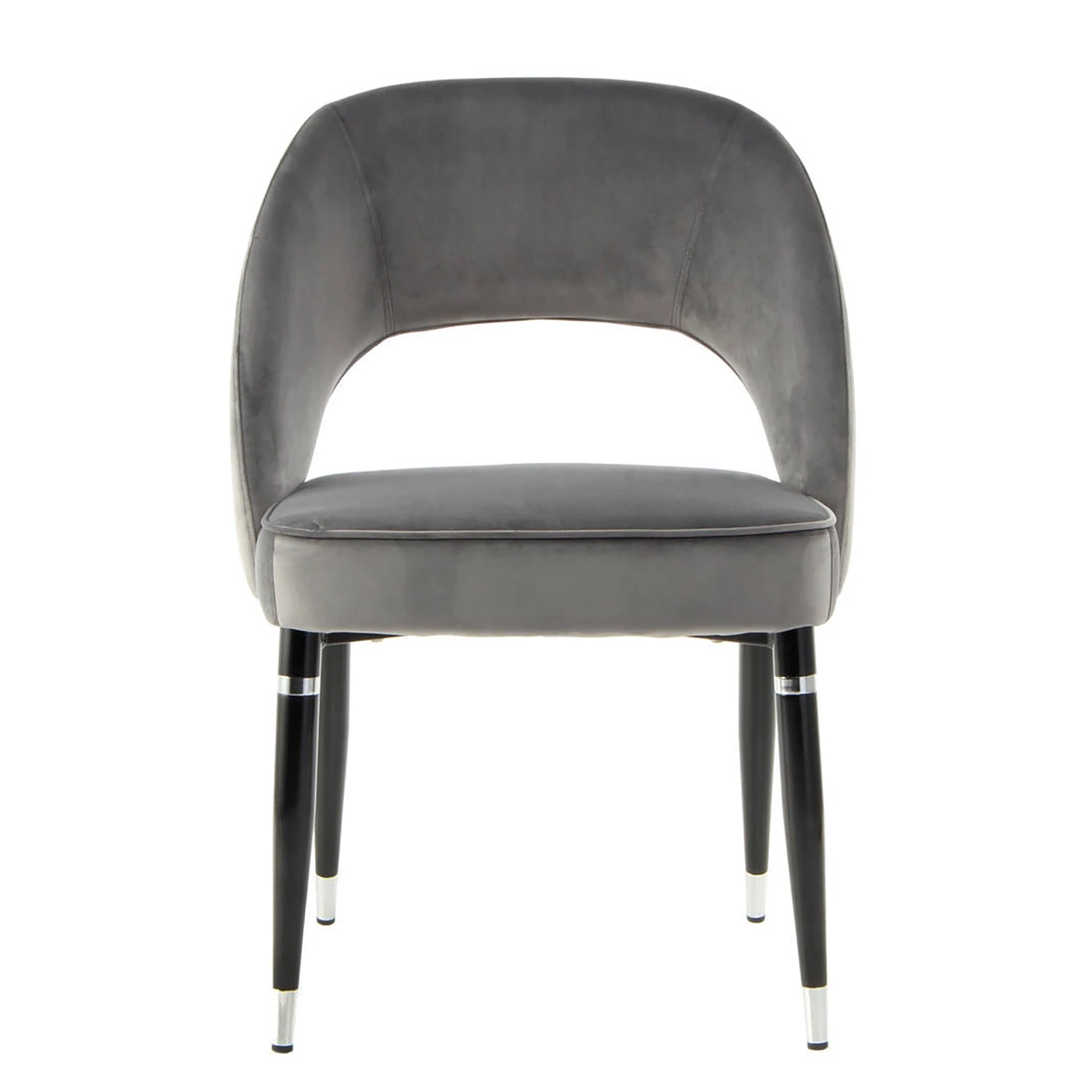 Kayoom Chaises capitonnées Courtney (lot de 2) - Velours / Partiellement en eucalyptus massif - Gris / Argenté 5 Kayoom Chaises capitonnées Courtney (lot de 2) - Velours / Partiellement en eucalyptus massif - Gris / Argenté – Image 3