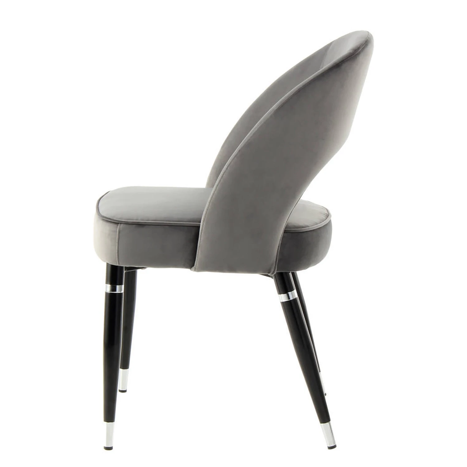 Kayoom Chaises capitonnées Courtney (lot de 2) - Velours / Partiellement en eucalyptus massif - Gris / Argenté 6 Kayoom Chaises capitonnées Courtney (lot de 2) - Velours / Partiellement en eucalyptus massif - Gris / Argenté – Image 4