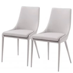 Loftscape Chaises capitonnées Doyline II (2 él.) - Tissu / Imitation cuir - Beige