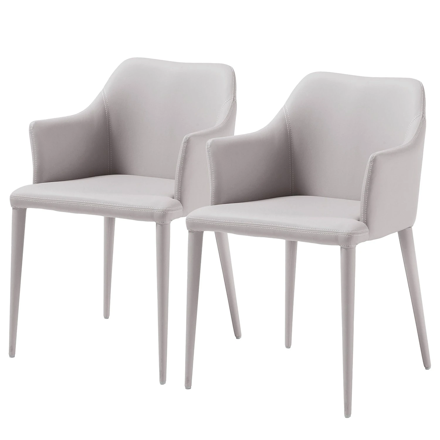 Loftscape Chaises à accoudoirs Dayline II (2 él.) - Imitation cuir / Acier - Gris clair 3 Loftscape Chaises à accoudoirs Dayline II (2 él.) - Imitation cuir / Acier - Gris clair