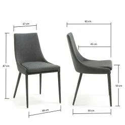 Loftscape Chaises capitonnées Doyline I (lot de 2) - Tissu / Acier - Gris foncé -Chaises Soldes 1000216163 200623 13433600037 SKETCH DETAILS P000000001000216163 sketch