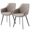 Red Living Chaises à accoudoirs Amira (lot de 2) - Imitation cuir / Acier - Noir - Sable vintage