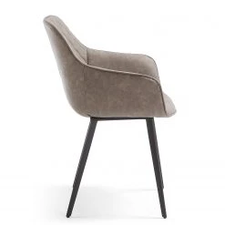 Red Living Chaises à accoudoirs Amira (lot de 2) - Imitation cuir / Acier - Noir - Sable vintage -Chaises Soldes 1000216166 200623 13435300056 DETAILS P000000001000216166