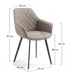 Red Living Chaises à accoudoirs Amira (lot de 2) - Imitation cuir / Acier - Noir - Sable vintage -Chaises Soldes 1000216166 200623 13435700059 SKETCH DETAILS P000000001000216166 sketch