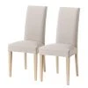 Maison Belfort Chaises capitonnées Ellerby I (lot de 2) - Tissu / Hêtre massif - Hêtre - Beige