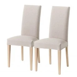 Maison Belfort Chaises capitonnĂ©es Ellerby I (lot de 2) - Tissu / HĂȘtre massif - HĂȘtre - Beige